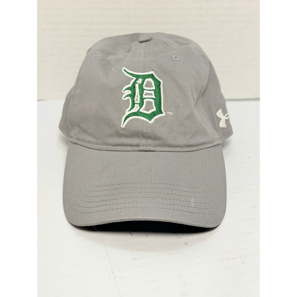 Under Armour Detroit Tigers Gray Strapback Hat Cap Green Old English D Logo OSFA